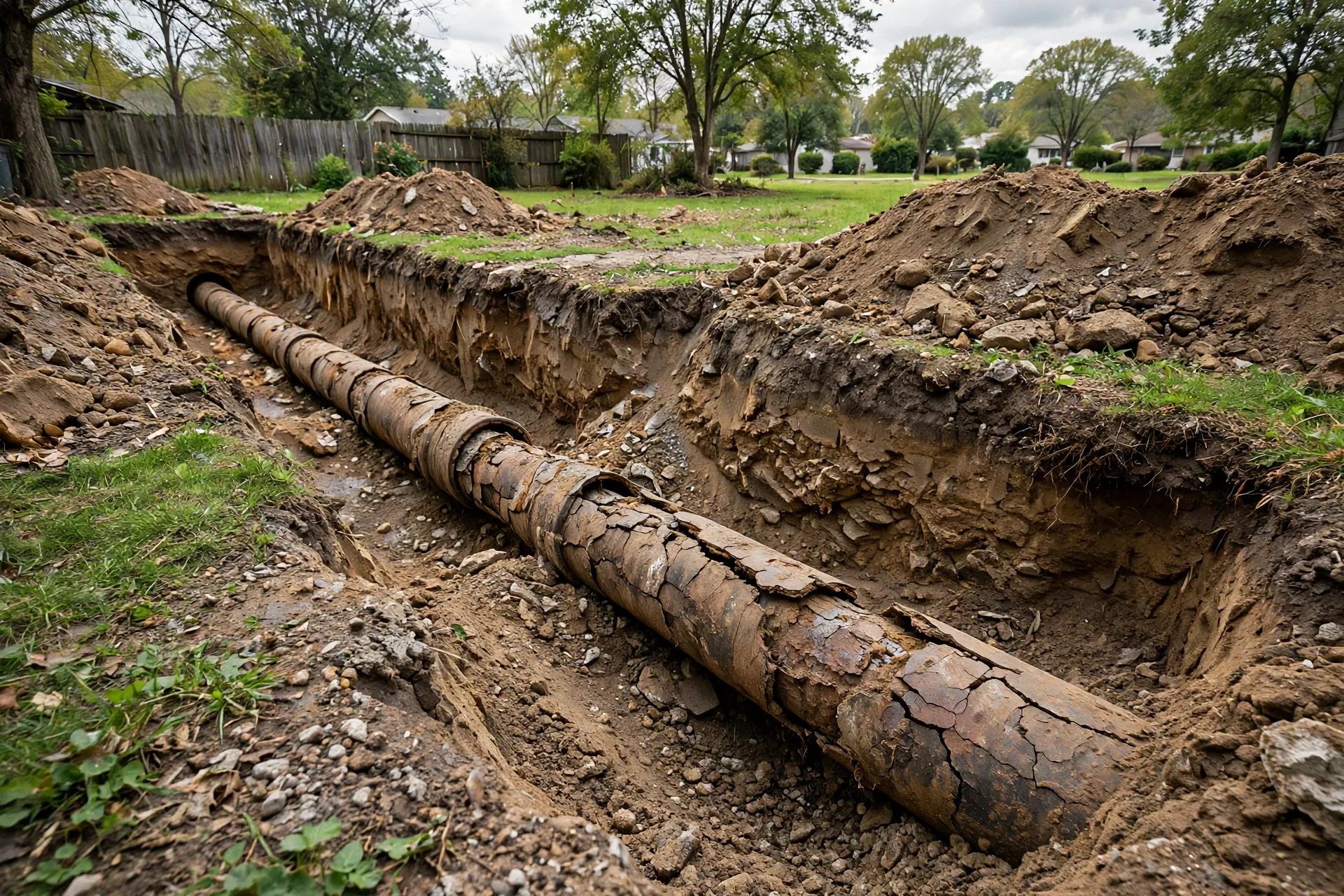 Before photo,  Sewer Line Replacement in Pointer Ridge, by Bowie Plumbing Company